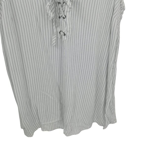 Torrid Striped Faux Lace Up Front Tank Top Size 1X Plus White Blue Spaghetti - Picture 5 of 10